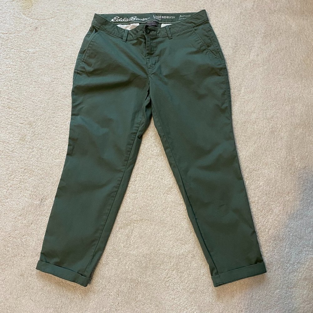 Eddie Bauer army green boyfriend pants size 10 PETITE